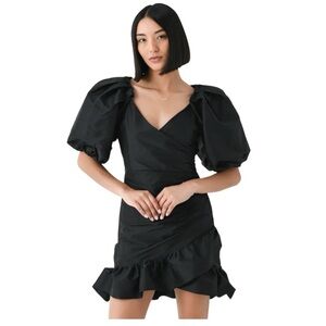 MISA LOS ANGELES Sybil mini puff sleeves Dress In Black size Medium NWT